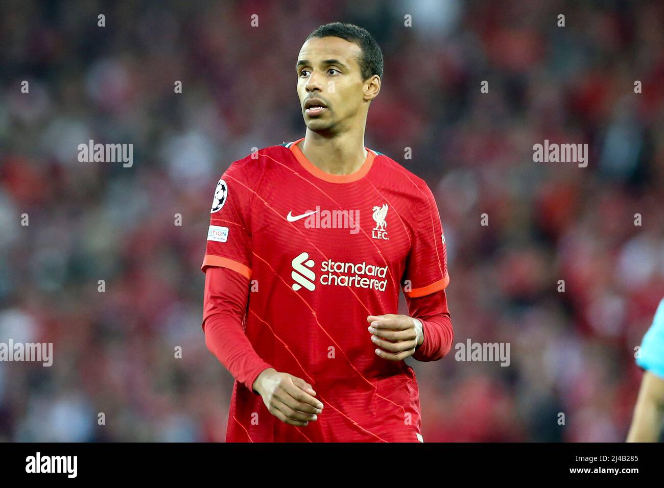 Liverpool, UK. 13th Apr, 2022. Joel Matip of Liverpool looks on. UEFA ...