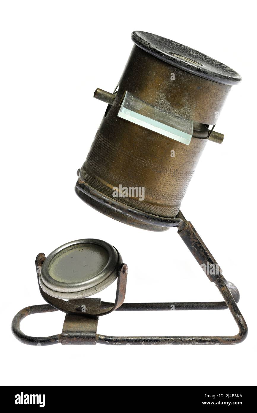 vintage pocket microscope isolated on white background Stock Photo
