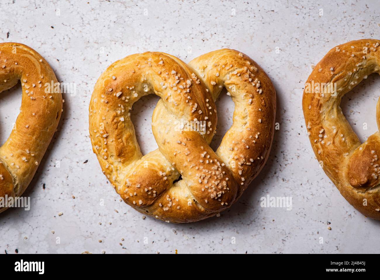 Fresh heart shaped soft Pretzels Stock Photo Alamy