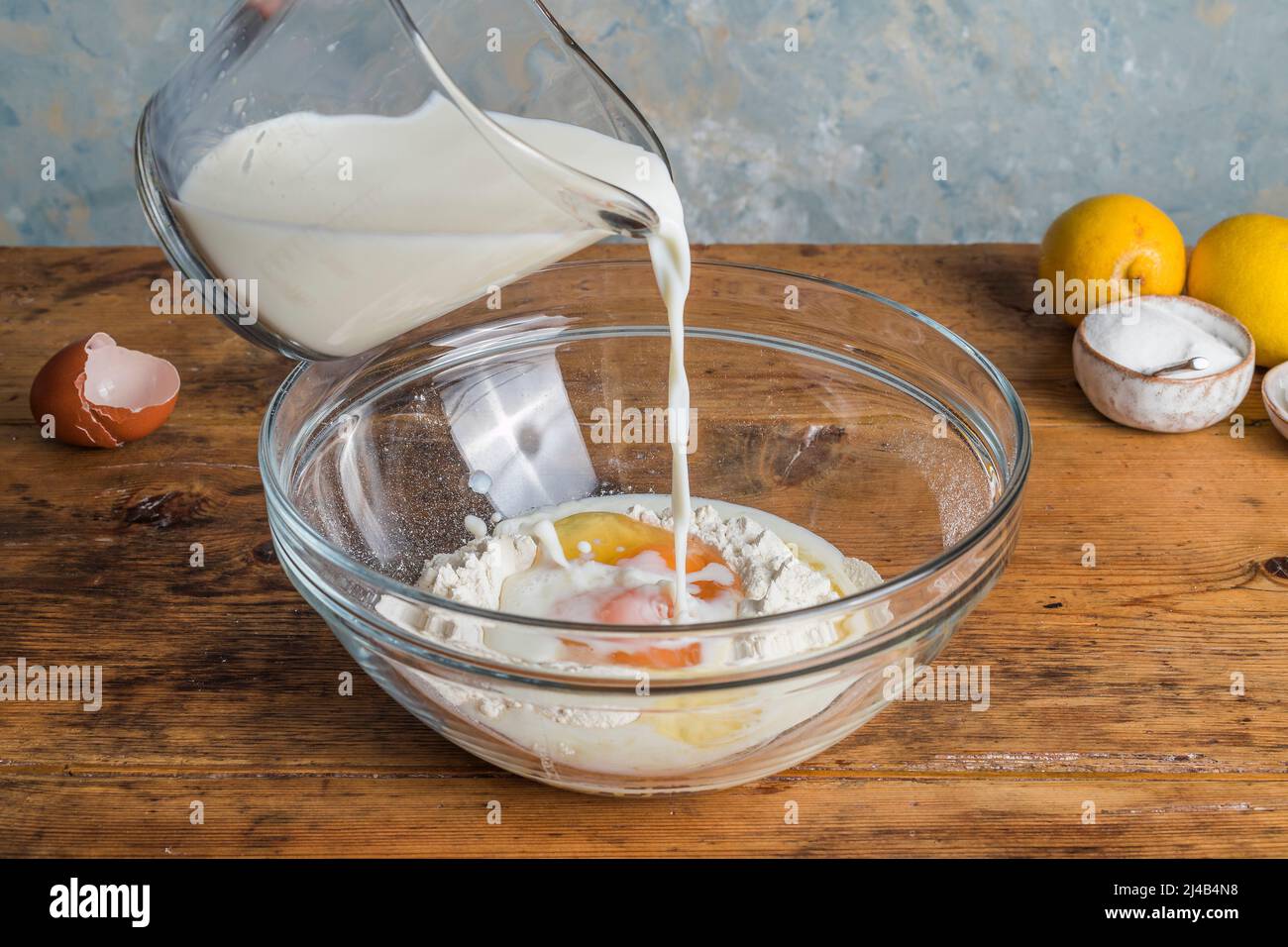 Picture of Making pancake batter Stock Photo - Alamy