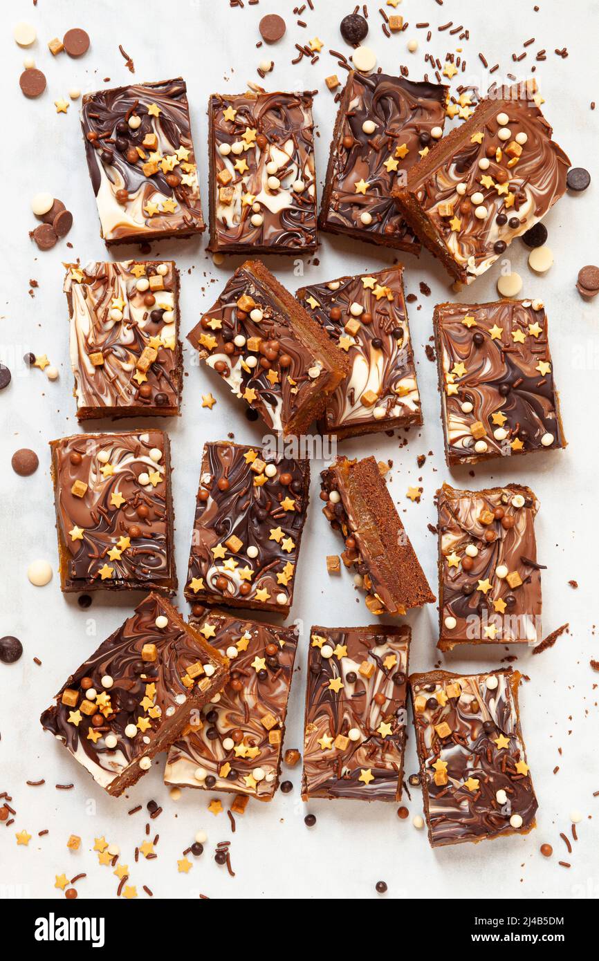 Homemade Chocolate Caramel Shortbread Bars Stock Photo - Alamy