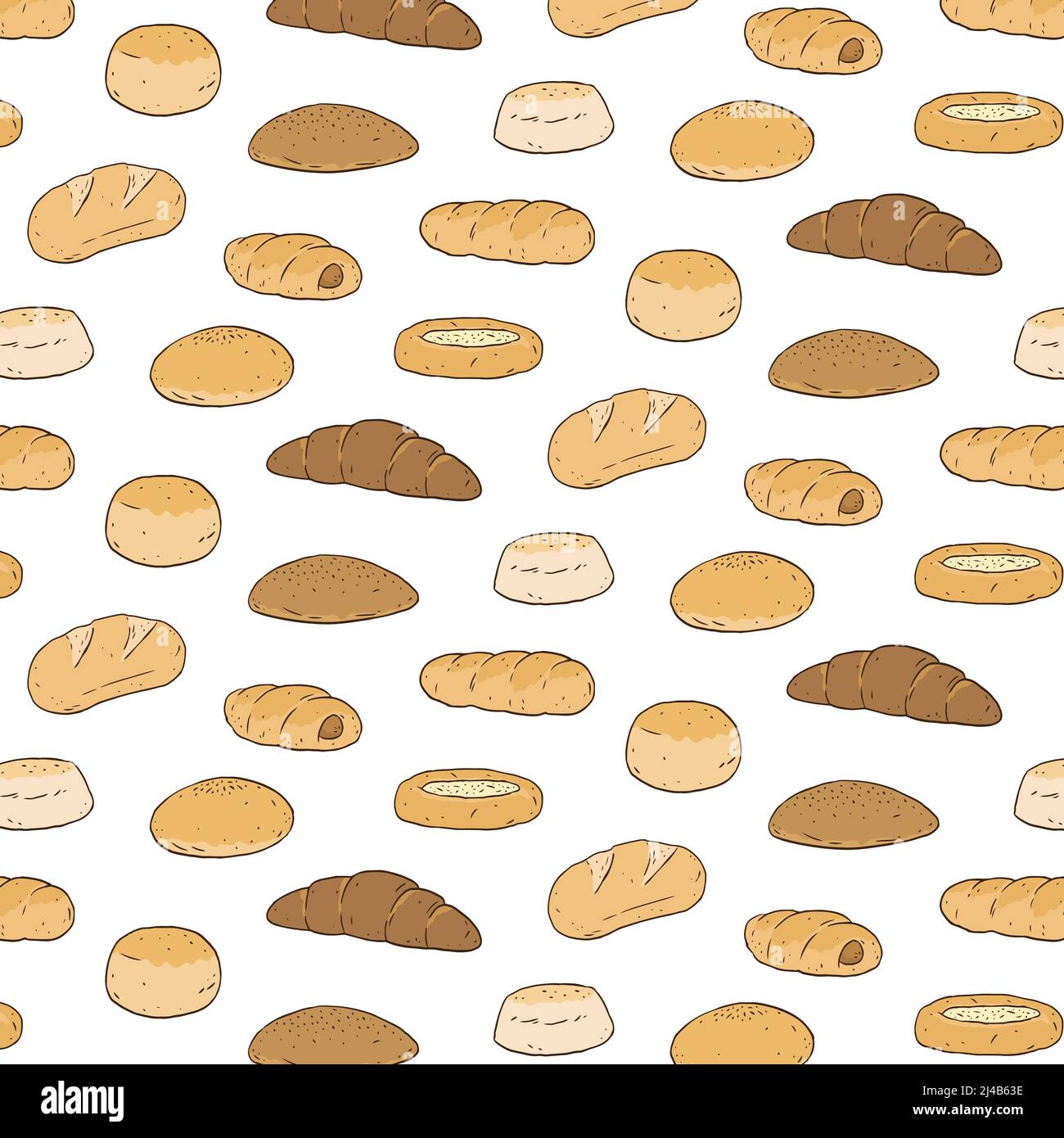Set of bread and bakery product hand drawn vector illustration Stock ...