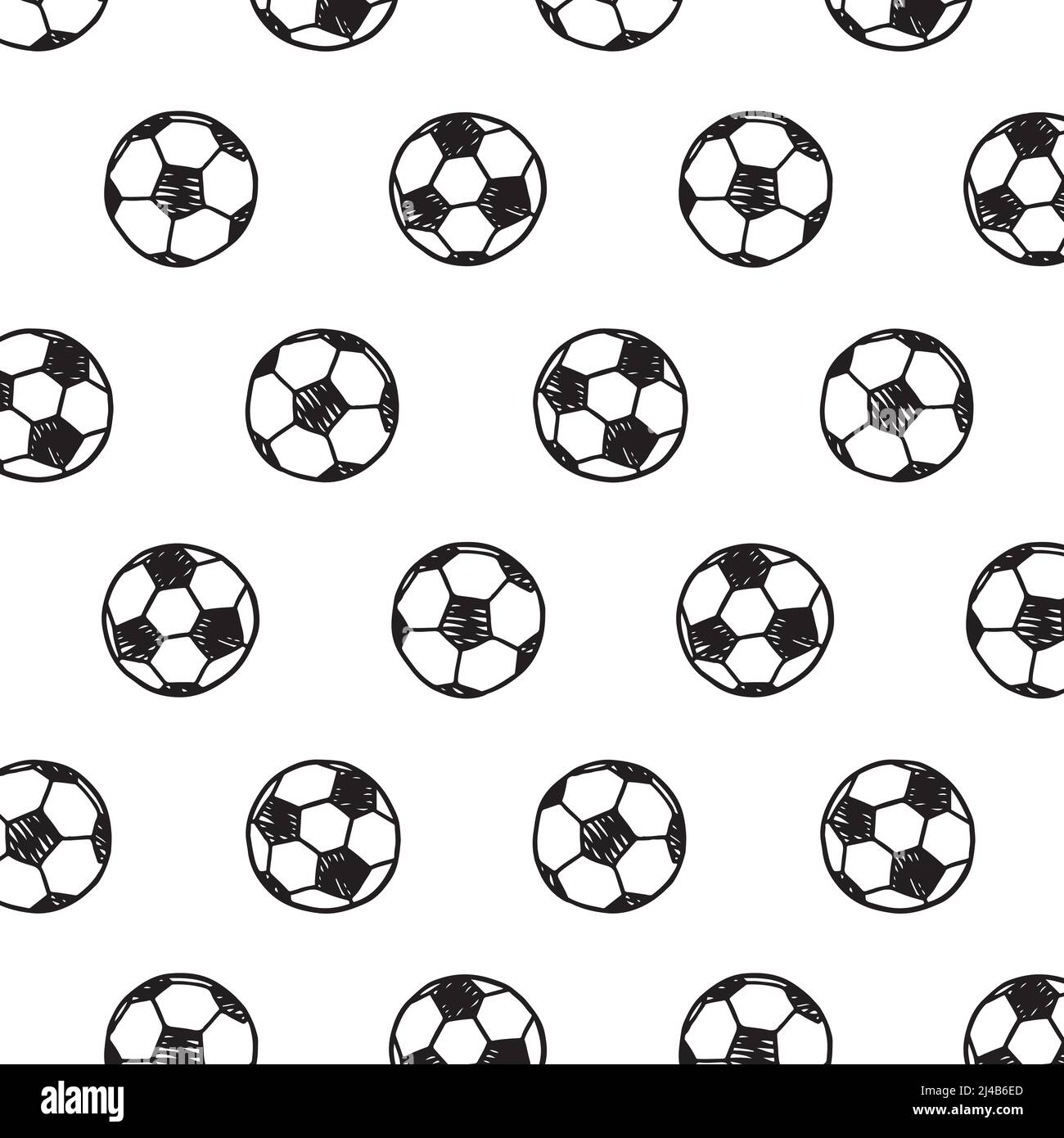 Hand drawn vector illustration of soccer ball pattern in cartoon style