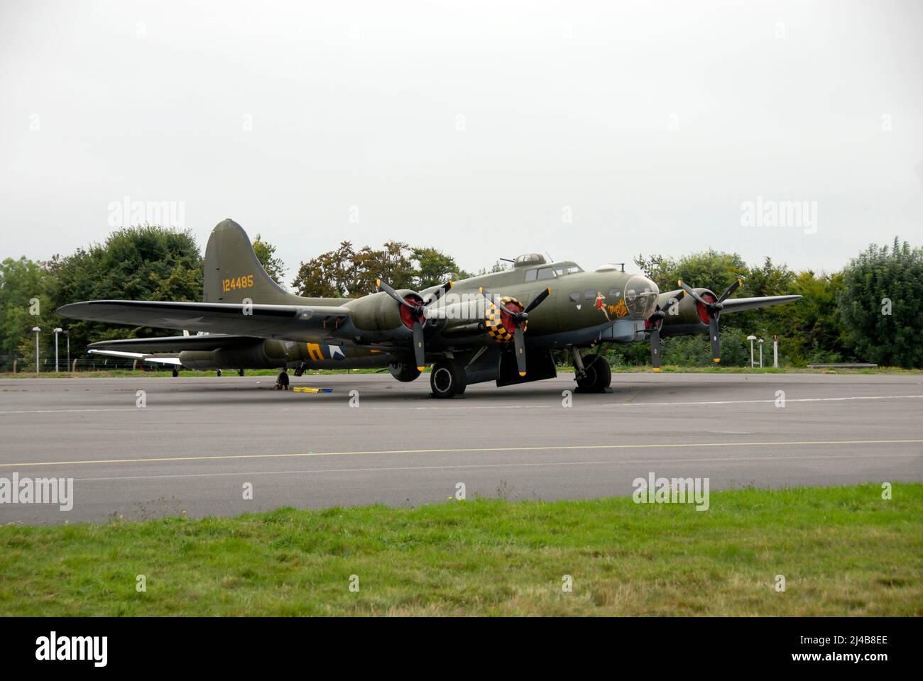 The Memphis Belle Boeing B-17F Flying Fortress used during the Second World War on display at an air show at Biggin Hill, Kent, England Stock Photo