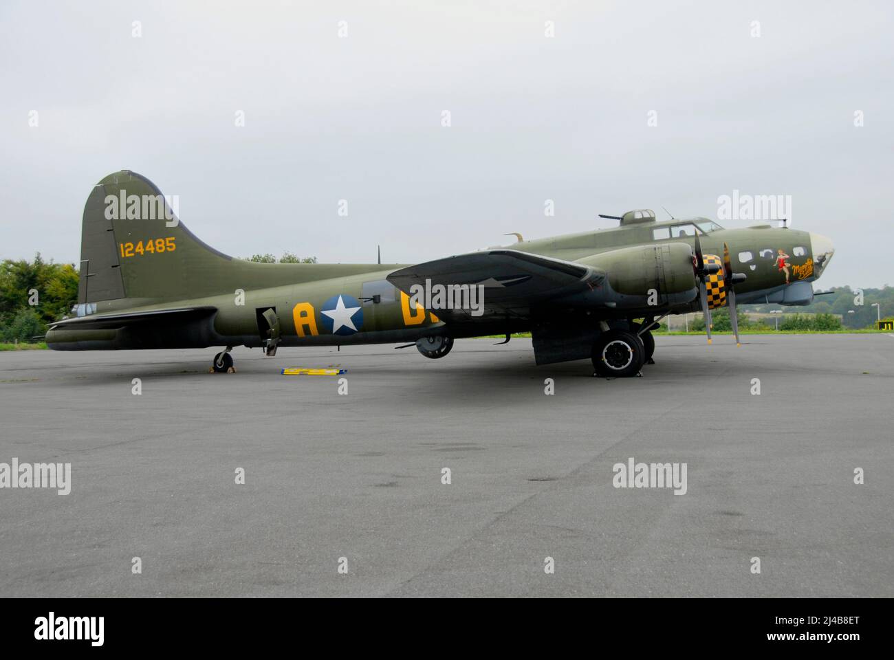 The Memphis Belle Boeing B-17F Flying Fortress used during the Second World War on display at an air show at Biggin Hill, Kent, England Stock Photo