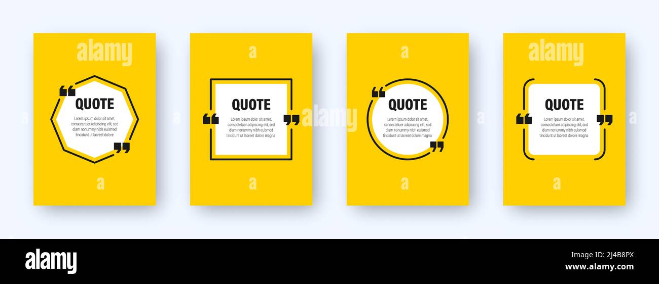 Set of modern yellow banners with quote frames. Speech bubbles with ...