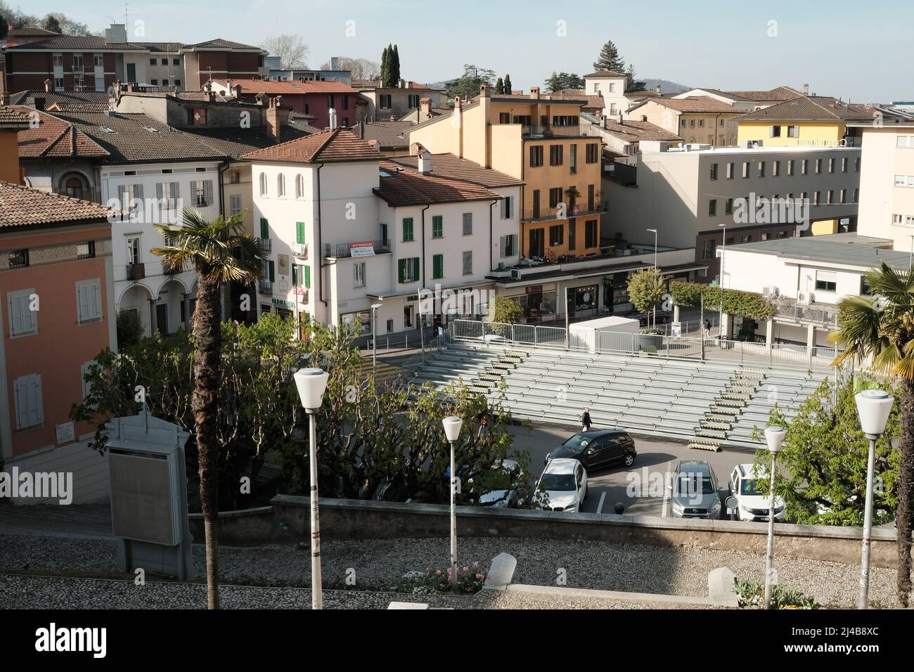Cityscape of Mendrisio, Canton Ticino, Switzerland Stock Photo