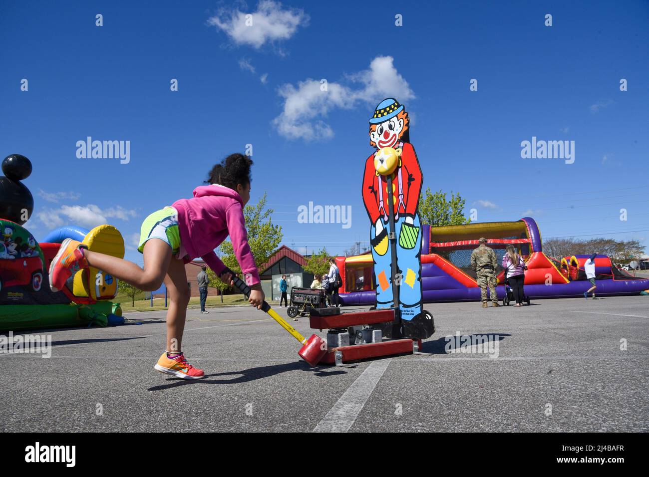Birmingham, Alabama, USA. 9th Apr, 2022. Carnival games at the Civil Engineering parking lot, Sumpter Smith Joint National Guard Base, Ala., April 9, 2022. This is part of the celebration of the Month of the Military Child. Credit: U.S. National Guard/ZUMA Press Wire Service/ZUMAPRESS.com/Alamy Live News Stock Photo
