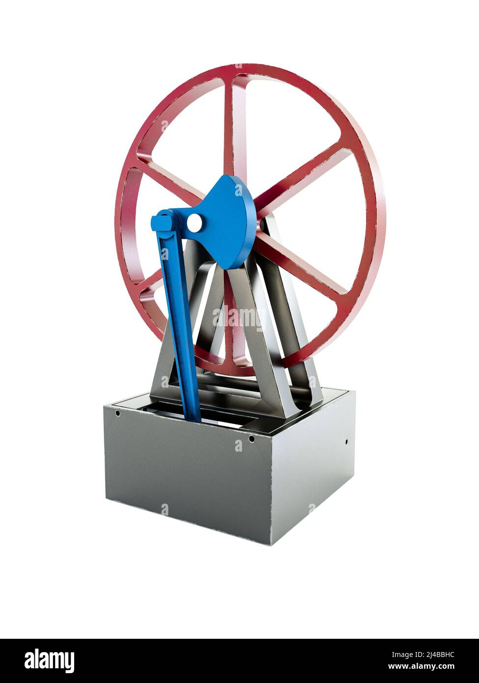 3d rendering of simple model of flywheel mechanism on white background Stock Photo