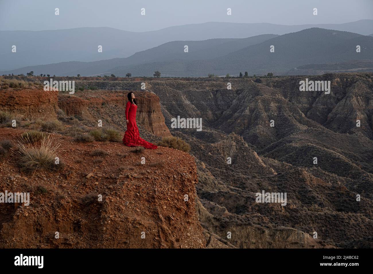 Flamenco dancer, woman. Badlands of Guadix, Guadix, Geopark of Granada, Granada, Andalucia, Spain Stock Photo