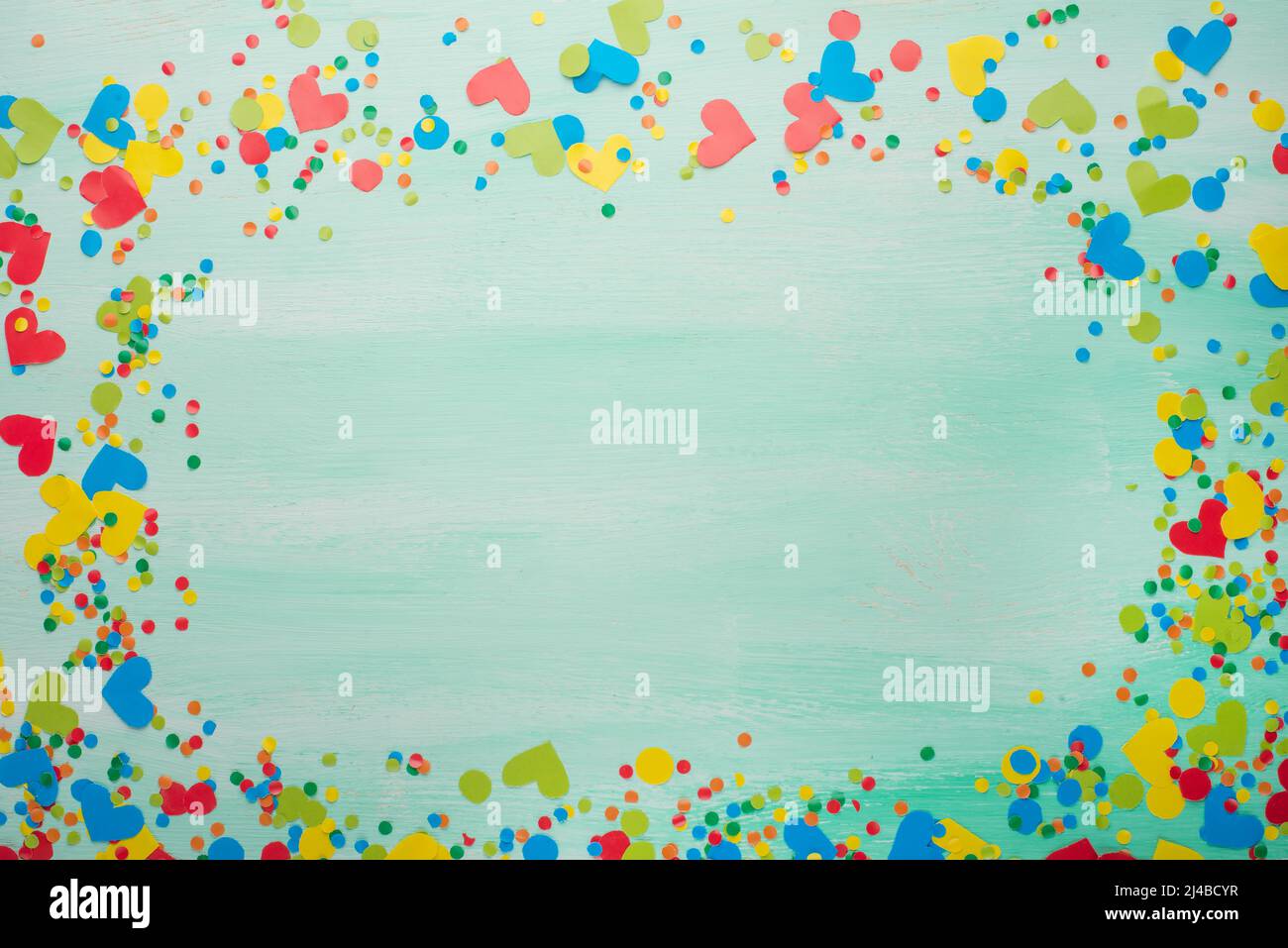 A confetti box with an empty space in the center for an inscription or