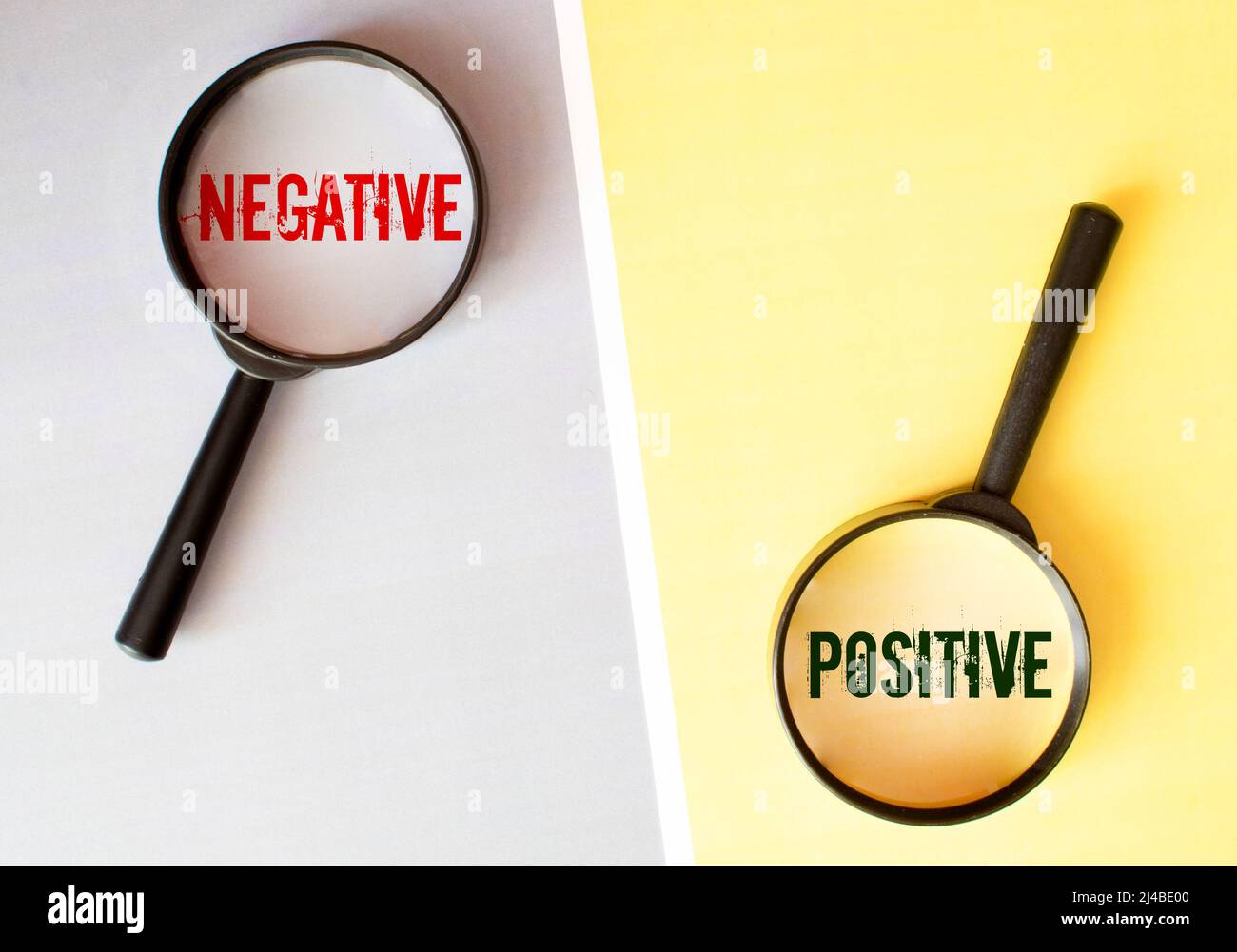 Magnifying Glass On Missing Puzzle with POSITIVE NEGATIVE Word, Antonym