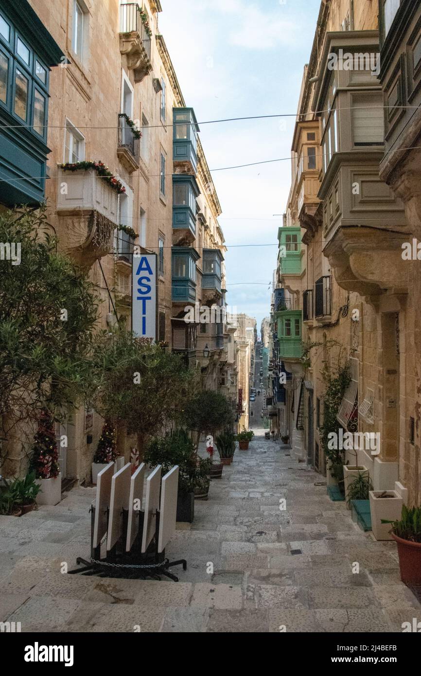 The narrow pedestrian streets lined with "gallarija" colorful window