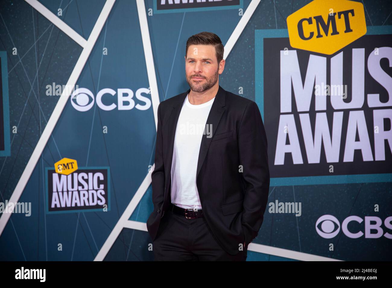 Nashville, Tenn. - April 11, 2022 Mike Fisher arrives at the red carpet for the 2022 CMT Awards on April 11, 2022 at Municipal Auditorium in Nashville, Tenn. Credit: Jamie Gilliam/The Photo Access Stock Photo