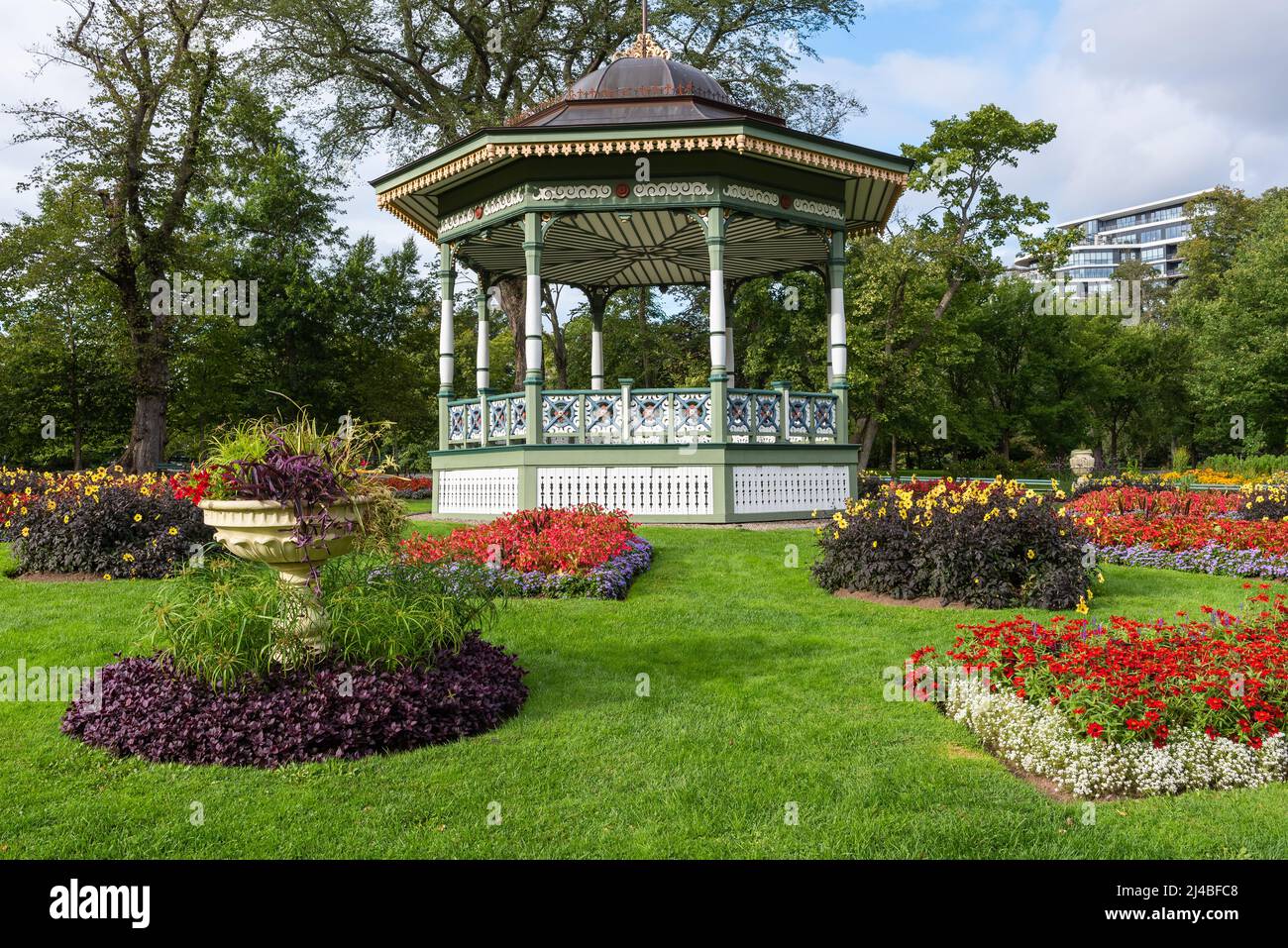 Halifax Public Gardens with the victorian kiosk built in 1836, NovaScotia, Canada Stock Photo
