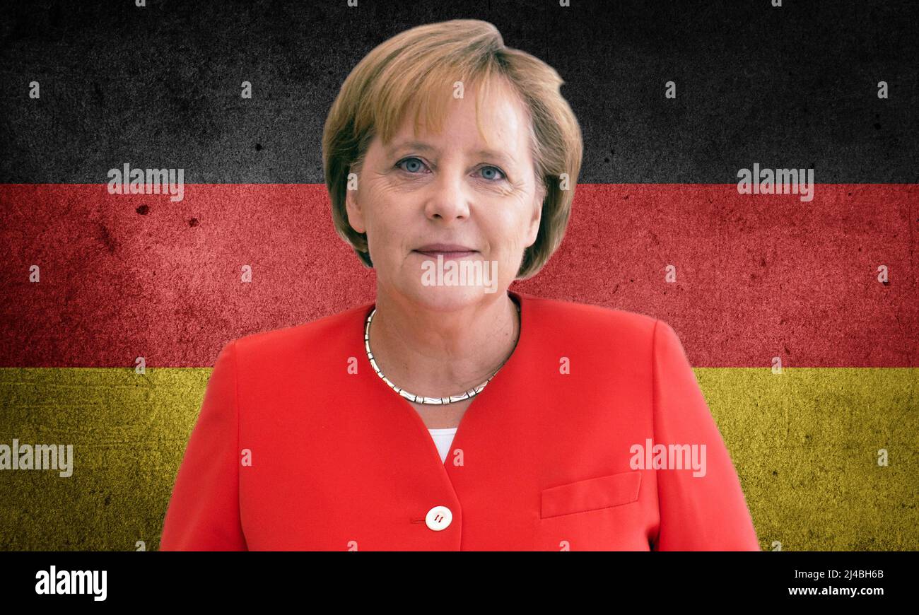 Angela Merkel And Germany Flag Stock Photo - Alamy