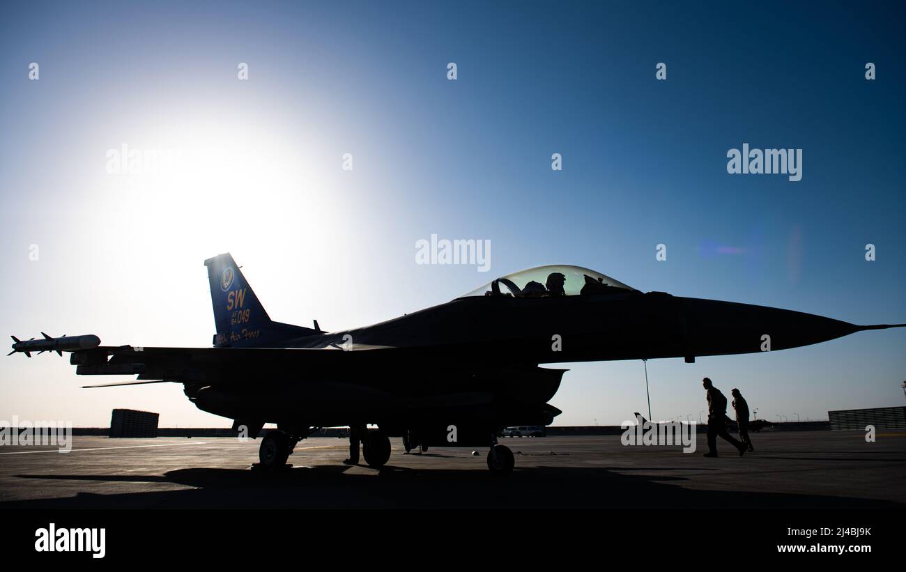 A U.S. Air Force F-16 Fighting Falcon assigned to the 332nd Air ...