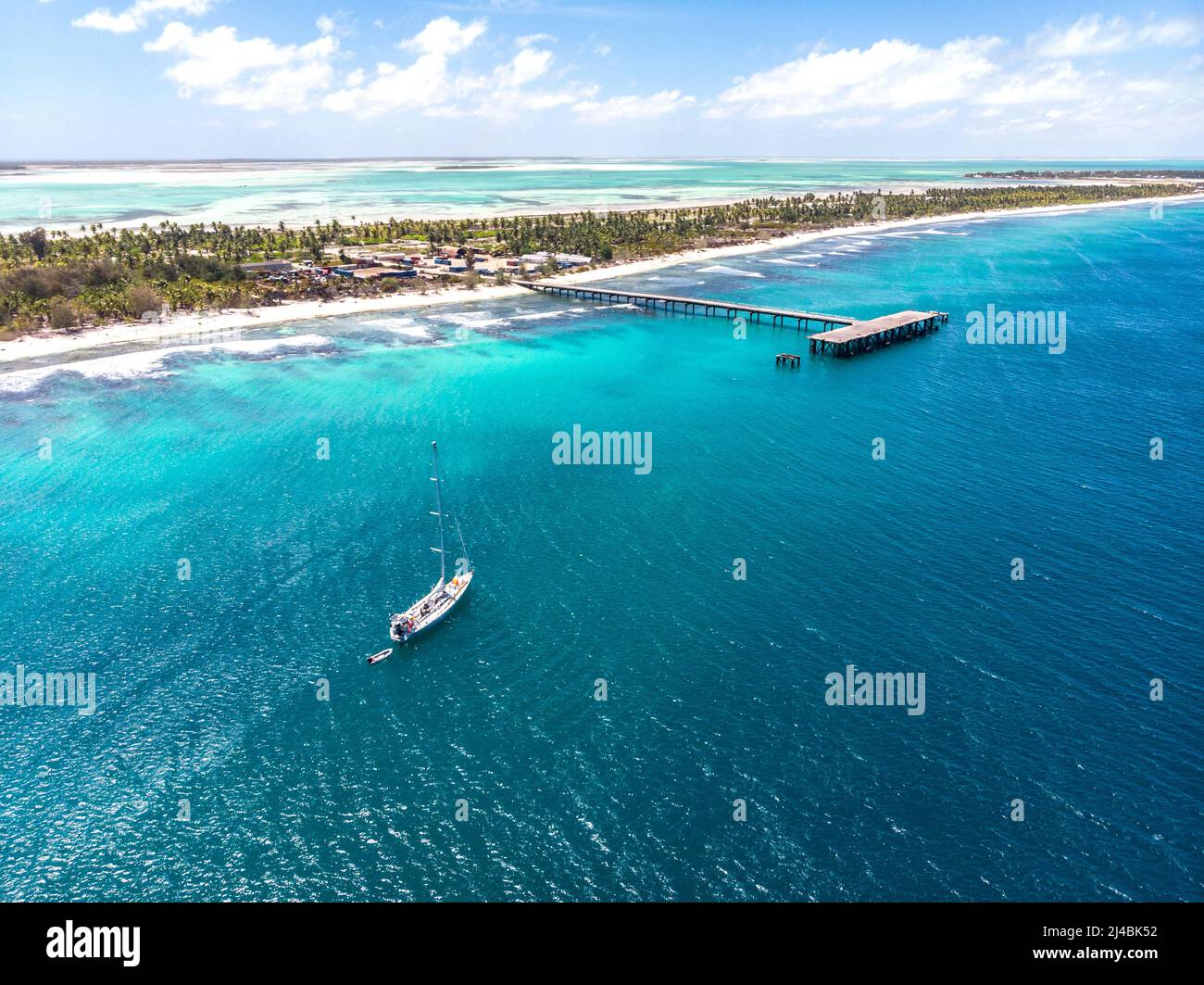 Sailing yacht at anchor near an Atoll, Kiribati Stock Photo Alamy