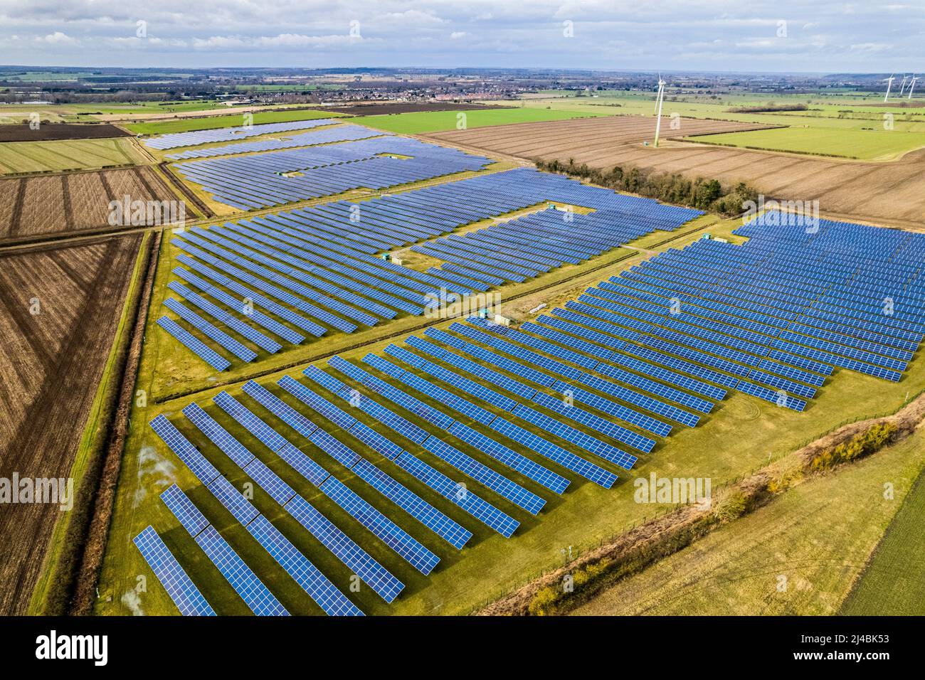 Solar farm near Biggleswade, UK, aerial photograph Stock Photo Alamy
