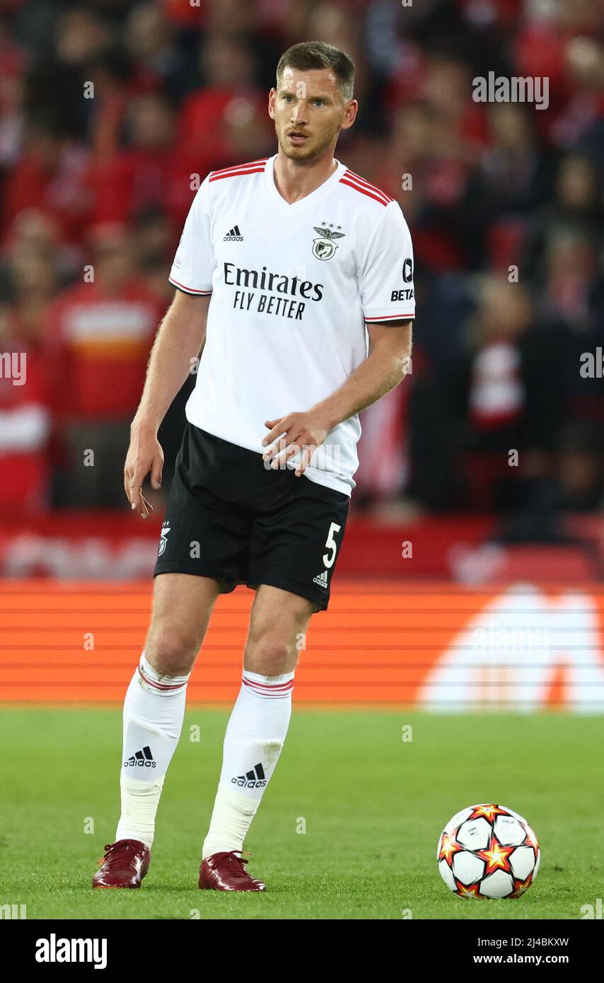 Liverpool, England, 13th April 2022.   Jan Vertonghen of Benfica during the UEFA Champions League match at Anfield, Liverpool. Picture credit should read: Darren Staples / Sportimage Credit: Sportimage/Alamy Live News Stock Photo