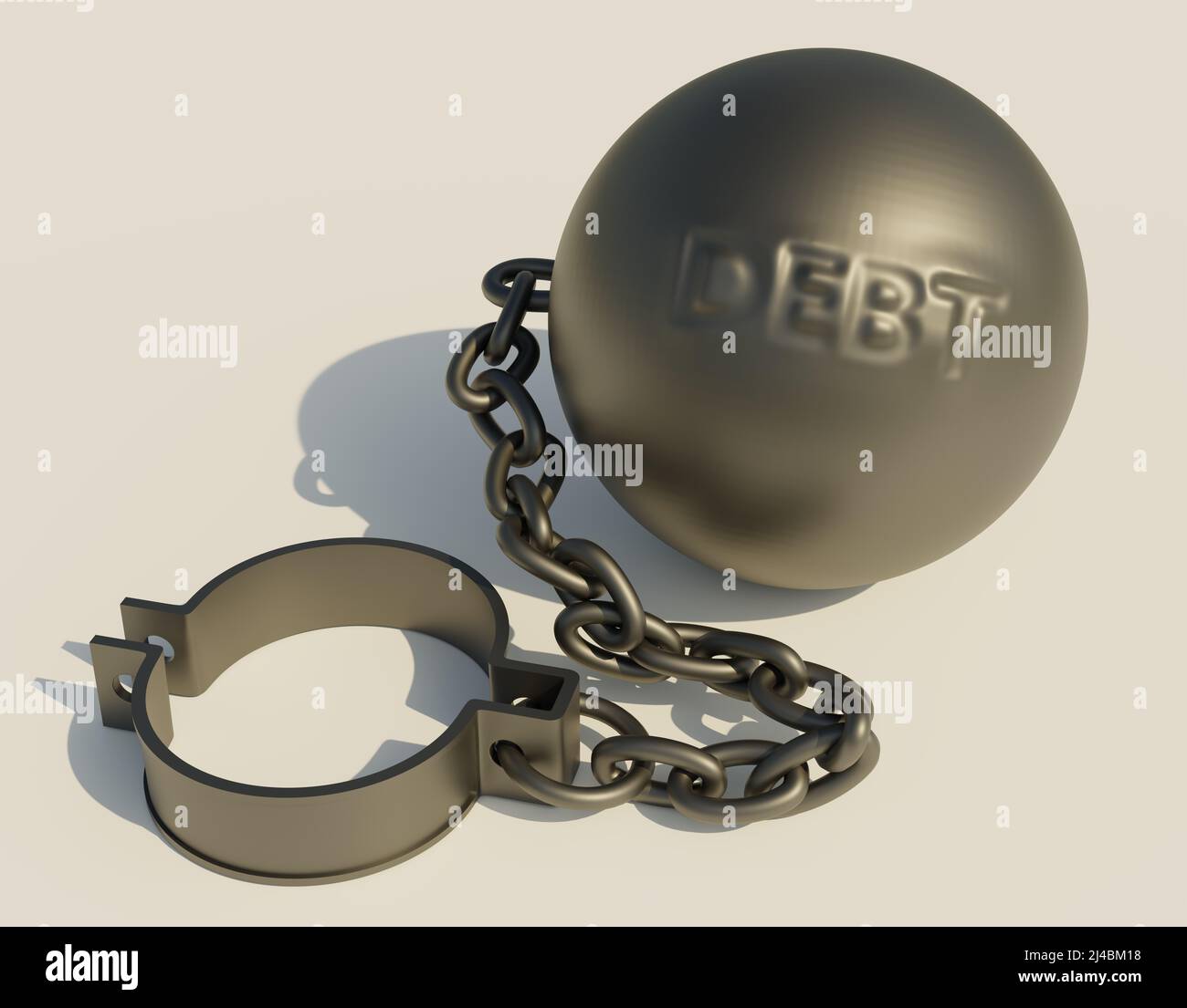 3d Rendering Of A Lying Iron Ball Attached To A Shackle With A Strong Chain  Stock Photo - Download Image Now - iStock