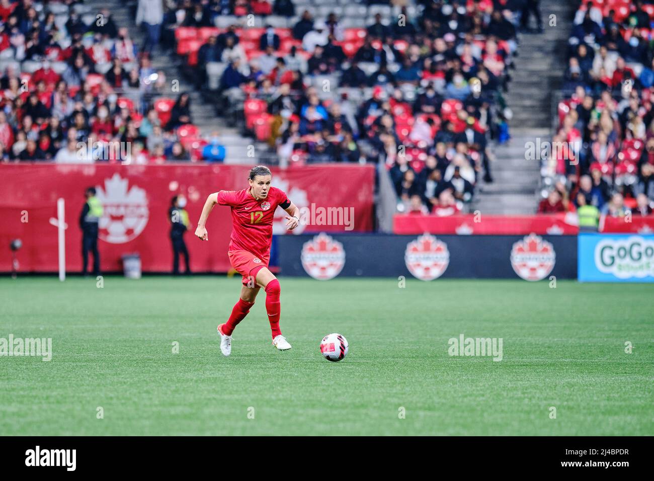 Vancouver, British Columbia, Canada. 8th April, 2022. Christine Sinclair of Team Canada during the first Canada Soccer’s Women’s National Team Celebra Stock Photo