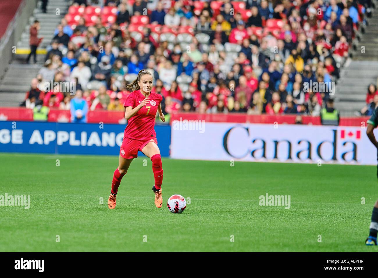Vancouver, British Columbia, Canada. 8th April, 2022. Julia Grosso of Team Canada during the first Canada Soccer’s Women’s National Team Celebration T Stock Photo