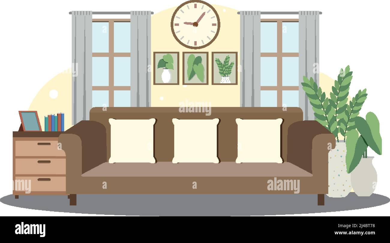 Living room interior concept in flat design illustration Stock Vector ...