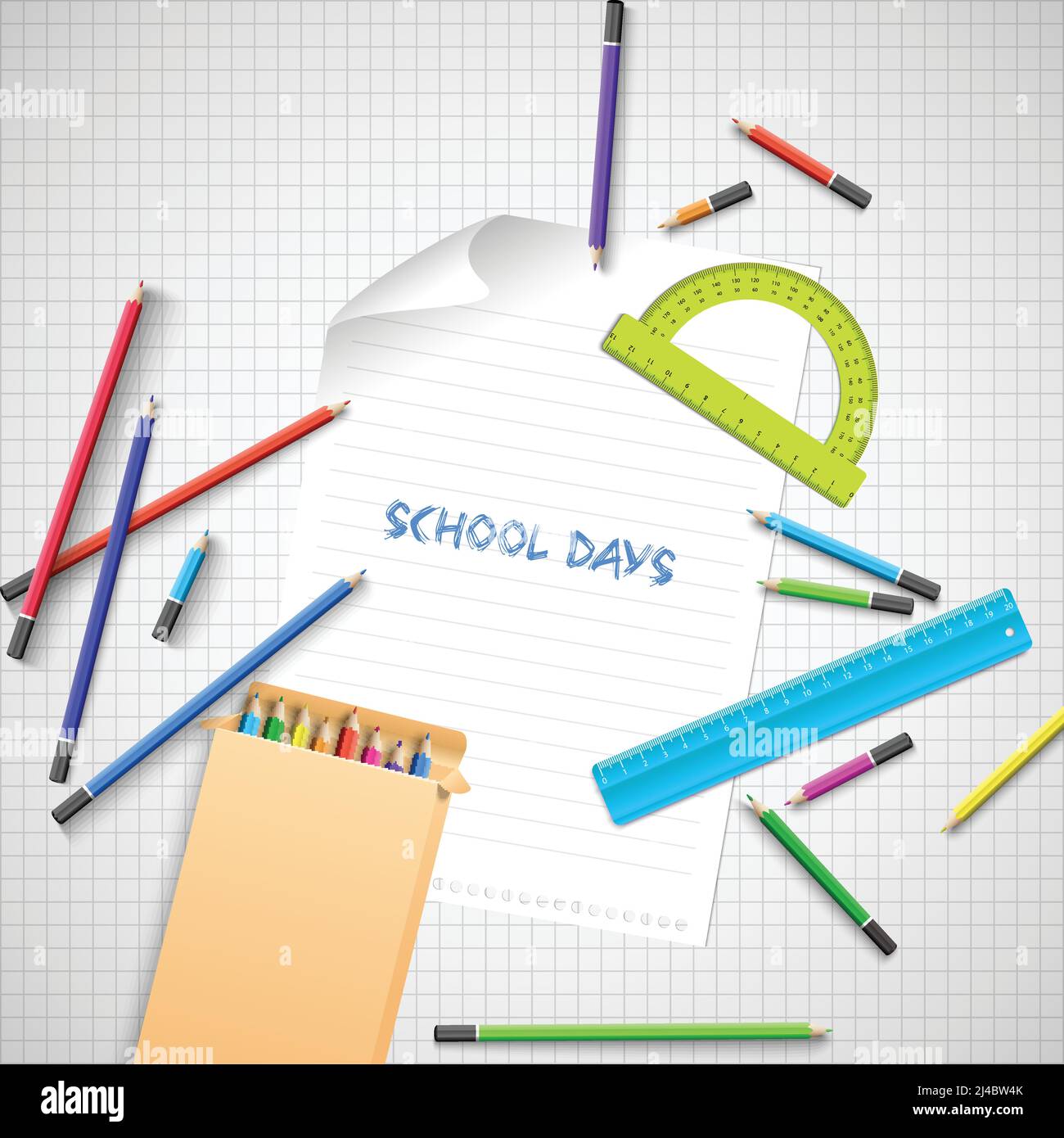 Education school concept with colorful wooden pencils ruler protractor ...