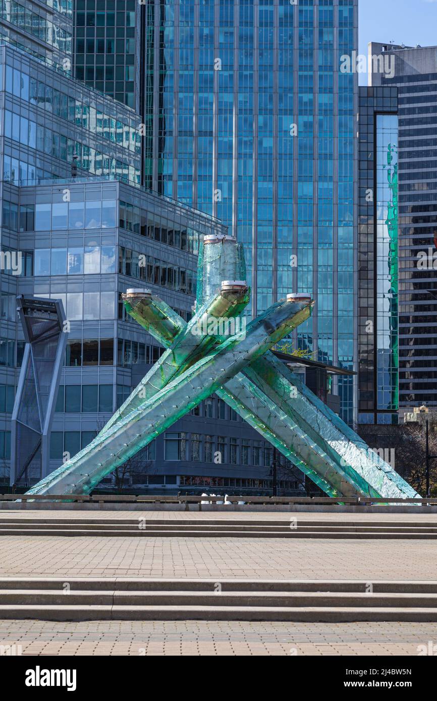 The Olympic Cauldren in downtown Vancouver for the 2010 Winter Olympic Games Stock Photo