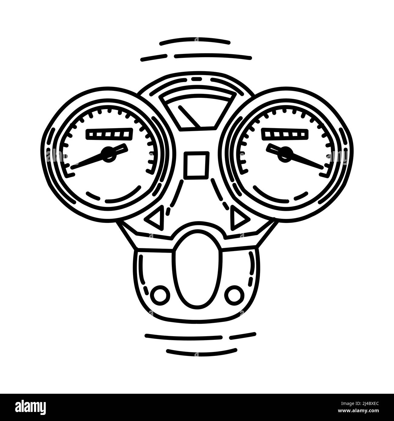 Speedometer Part of Biker and Accessories Hand Drawn Icon Set Vector ...