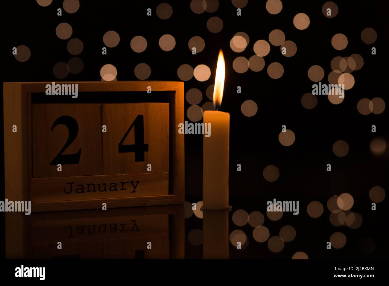 Candle and calendar from January 24, mourning in connection with the