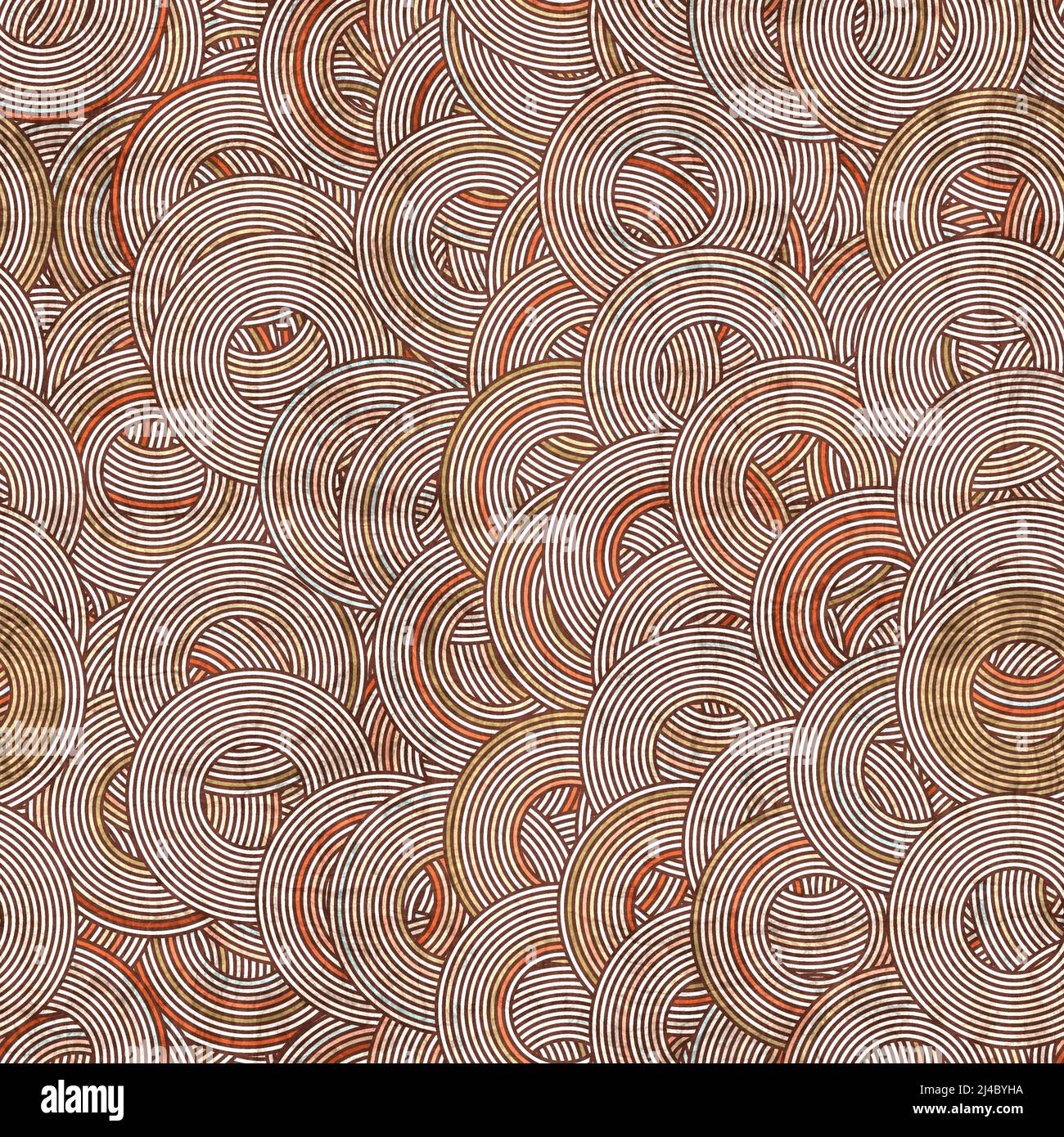Seamless concentric circle in retro colors surface pattern design for ...