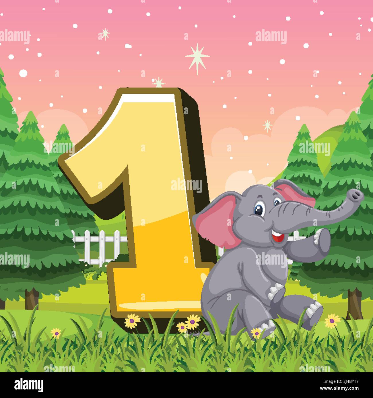 An elephant with number one illustration Stock Vector Image & Art - Alamy