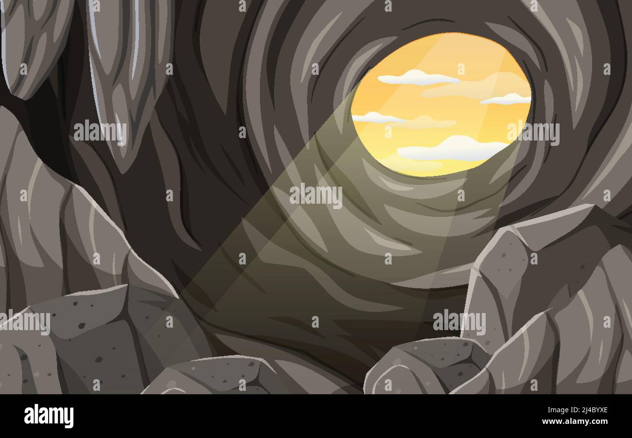 Inside cave landscape in cartoon style illustration Stock Vector Image