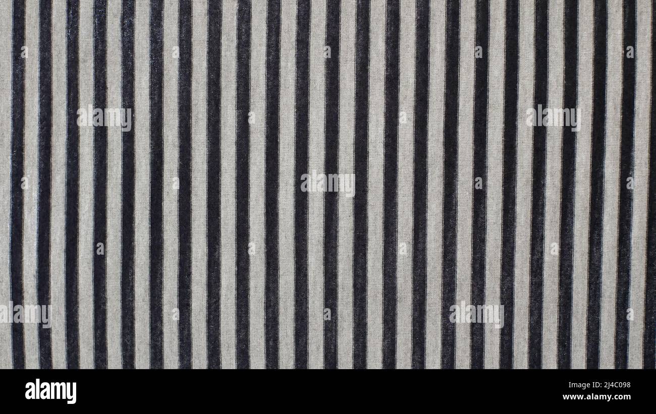 black and gray stripes fabric closeup. tablecloth texture Stock Photo