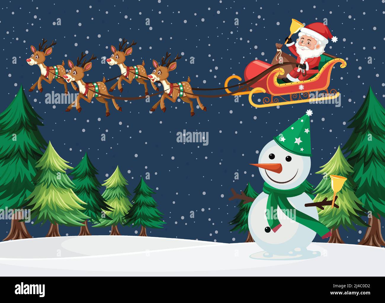 Christmas theme with Santa and snowman illustration Stock Vector Image ...