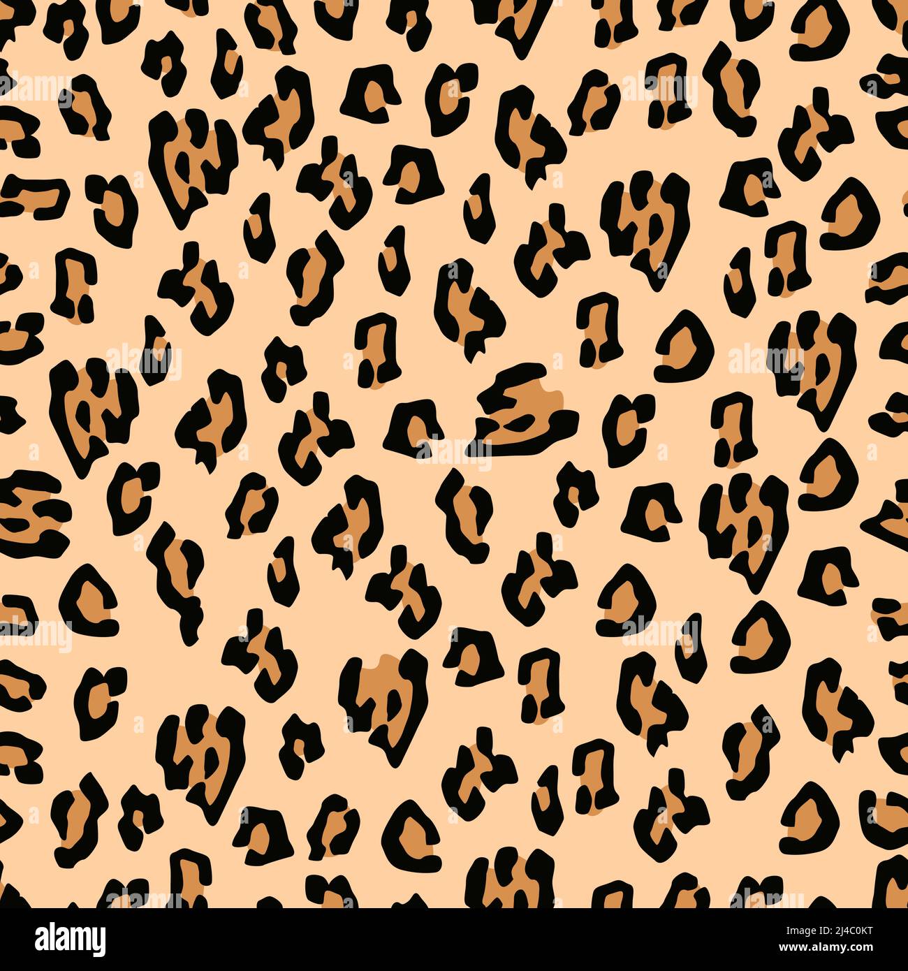 Realistic colourful leopard skin texture isolated on light background is in Seamless pattern - vector illustration Stock Vector