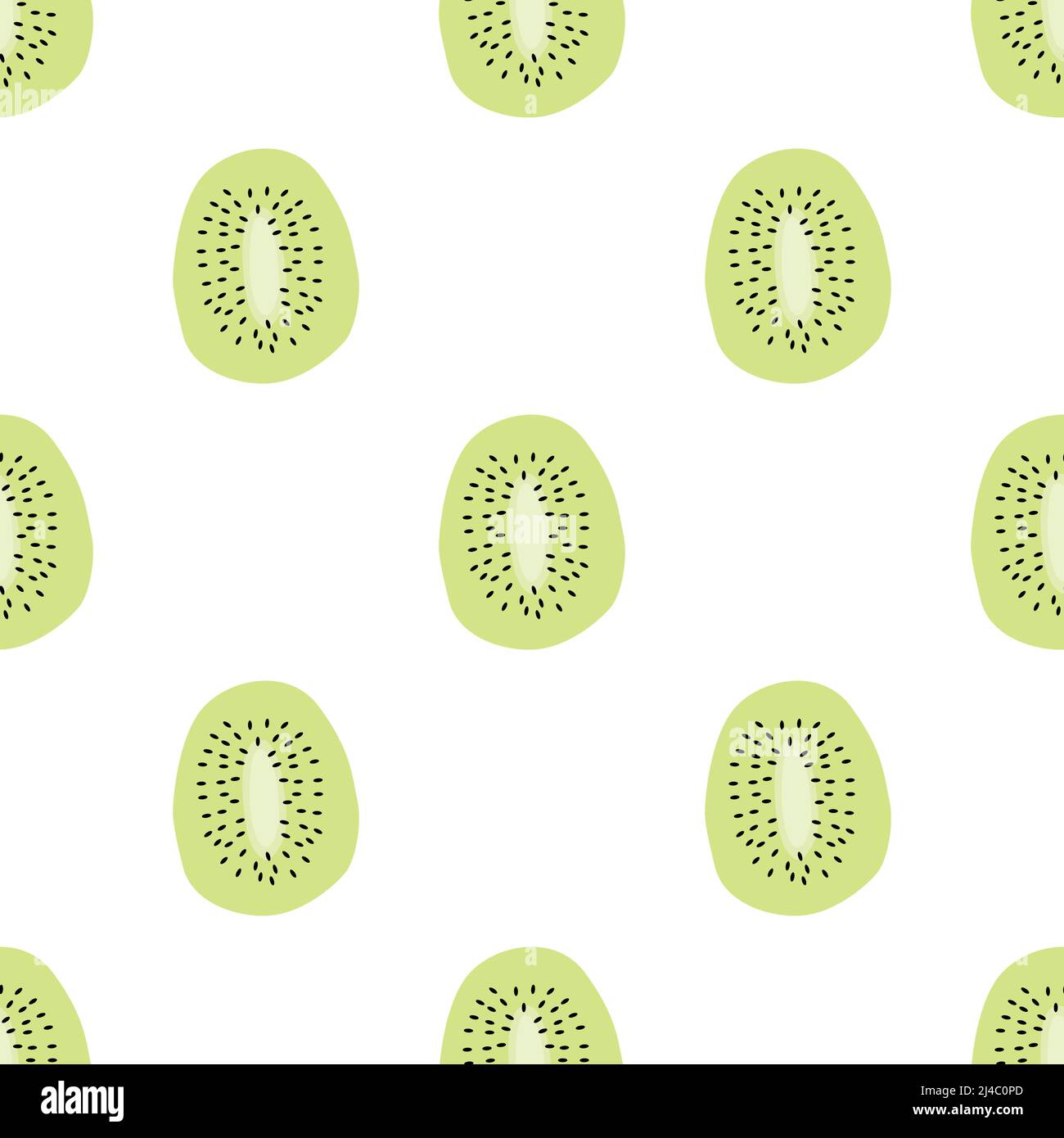 Half sliced green kiwi fruit isolated on white background is in Seamless pattern - vector illustration Stock Vector