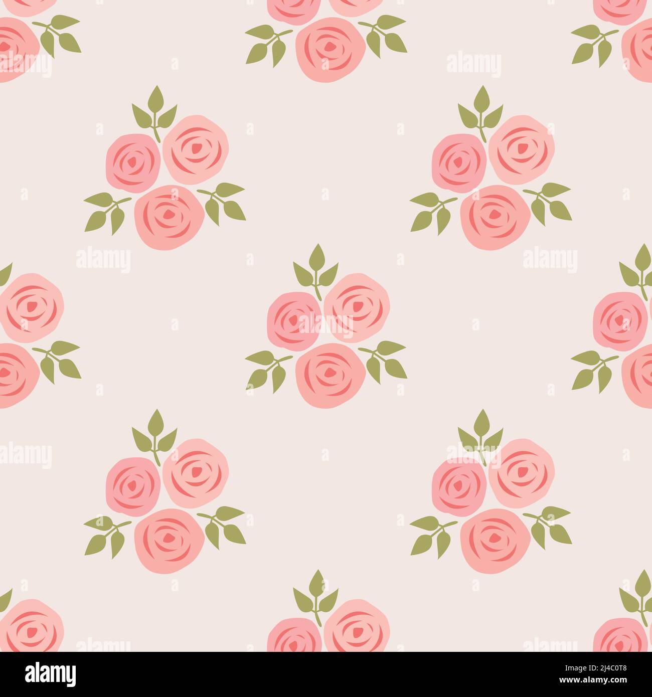 Simple Hand Drawn pink rose flower isolated on white background is in ...