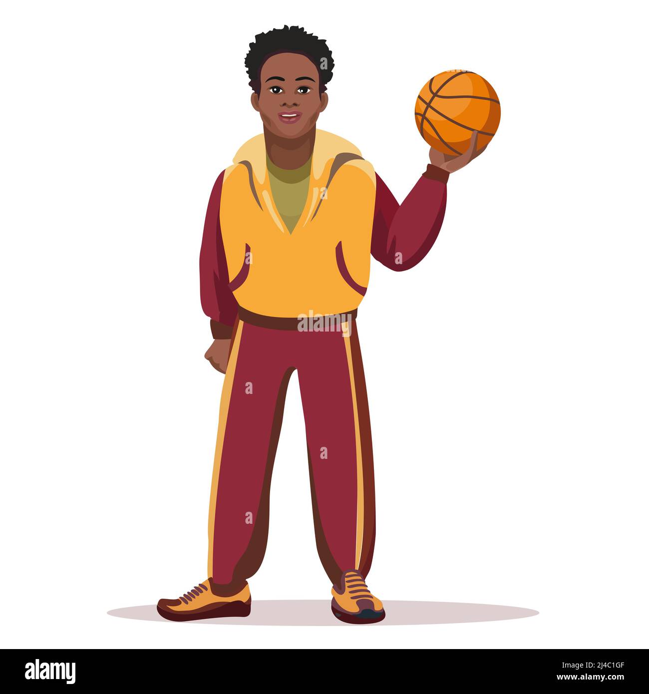 Basketball Player with ball isolated on white. Vector and illustration Stock Vector