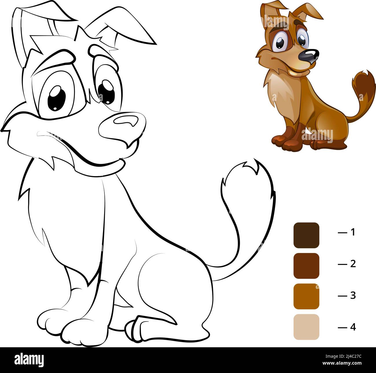 Color dog. Coloring book for preschool children. Pet cartoon, drawing book,  happy animal character vector illustration Stock Vector Image & Art - Alamy