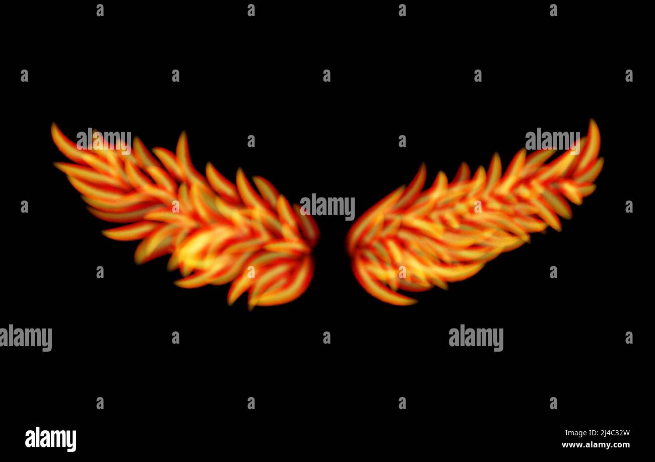 Vector Flame Wings isolated on black background Stock Vector