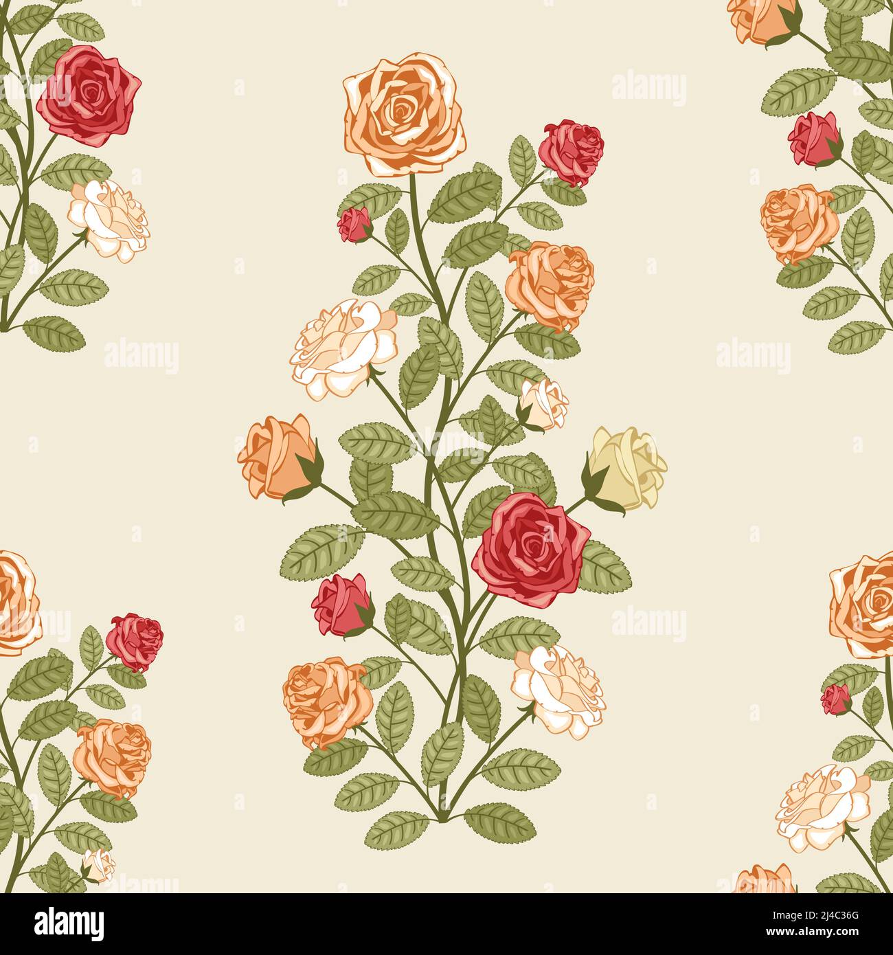 vector seamless pattern with roses in vintage victorian style Stock ...