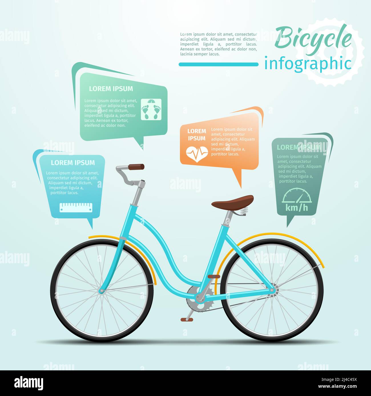 Bicycle or bike related fitness and sports infographics. Wheel and
