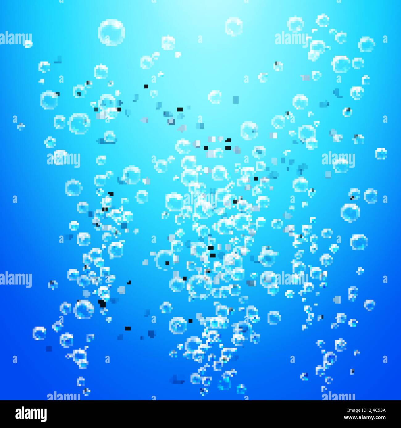 Realistic pure transparent water bubbles on blue background vector ...