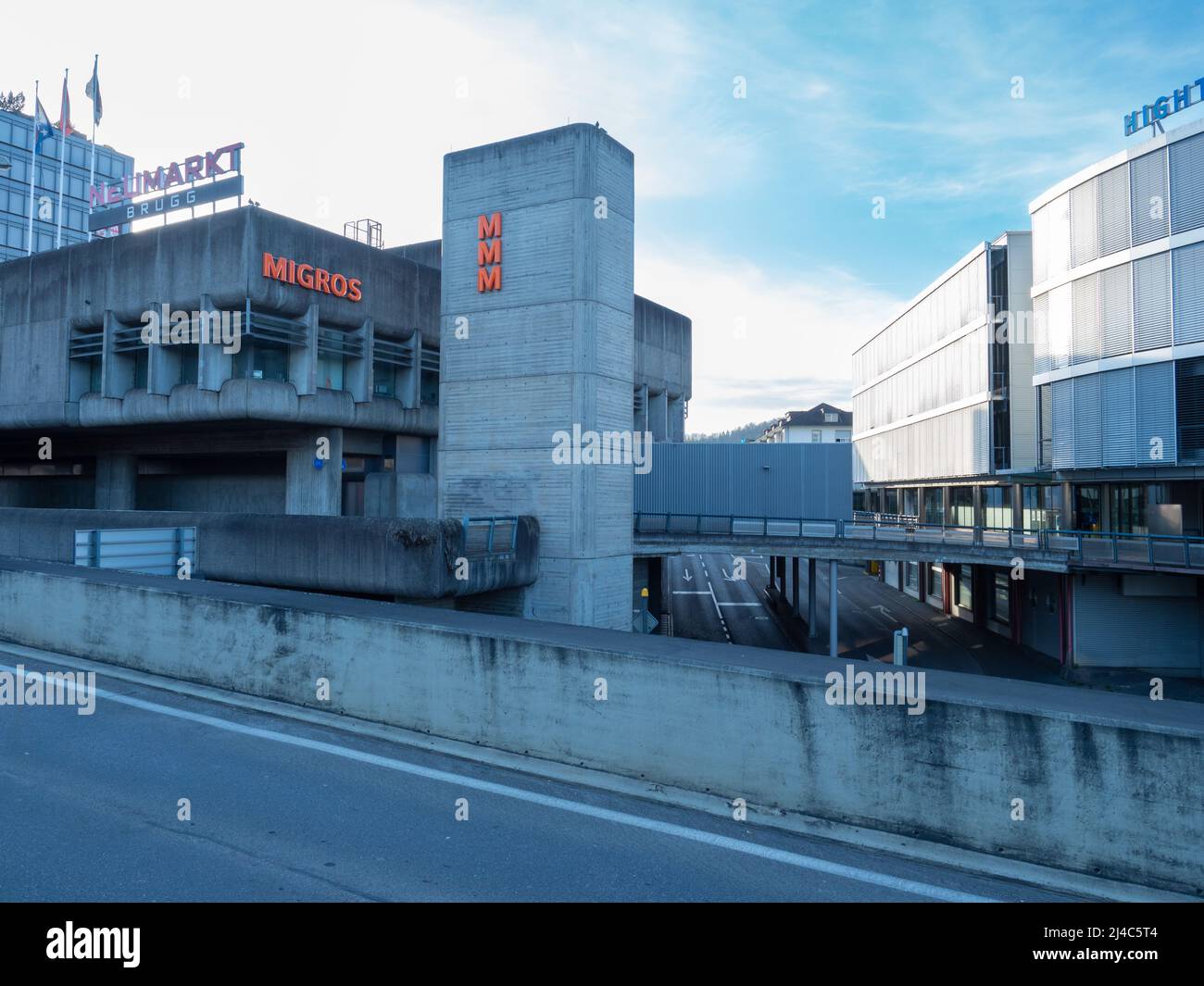 Brugg, Switzerland - March 13th 2022: Shopping mall Neumarkt in the city centre Stock Photo