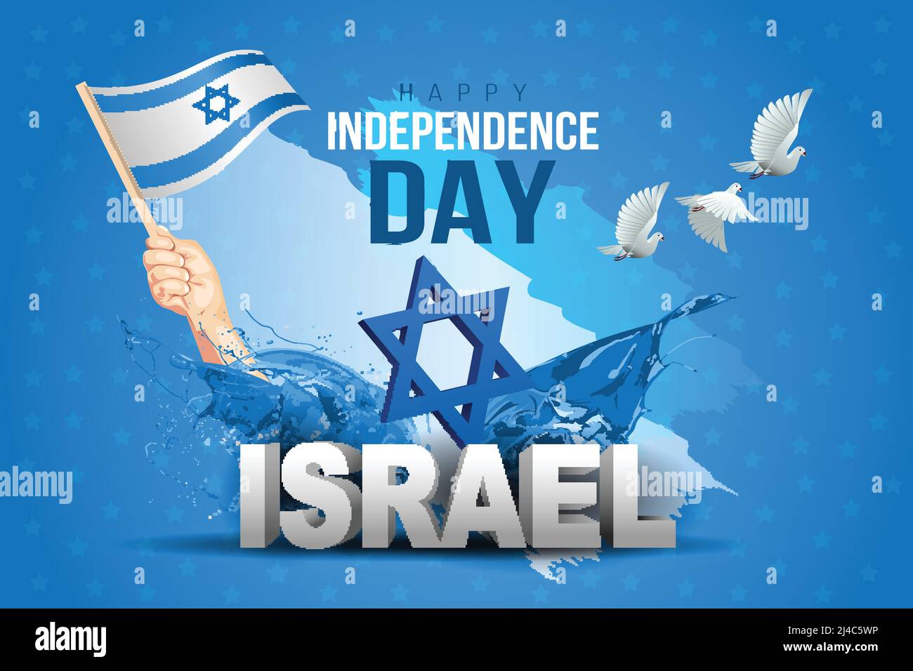happy independence day Israel. stylish 3d letter with Israel flag ...