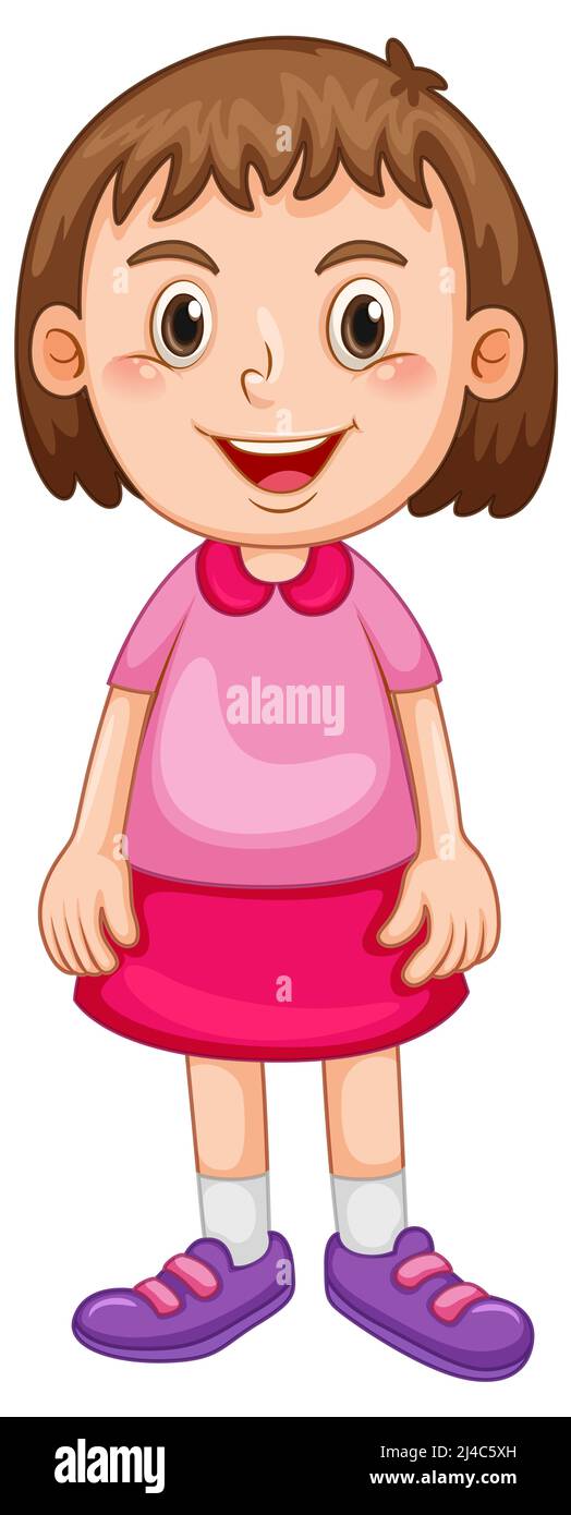 Little girl wearing pink skirt illustration Stock Photo - Alamy