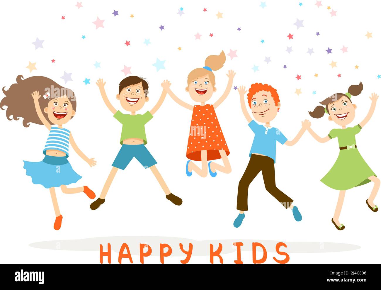 Vector Jumping Children. Funny kids illustration on white background ...